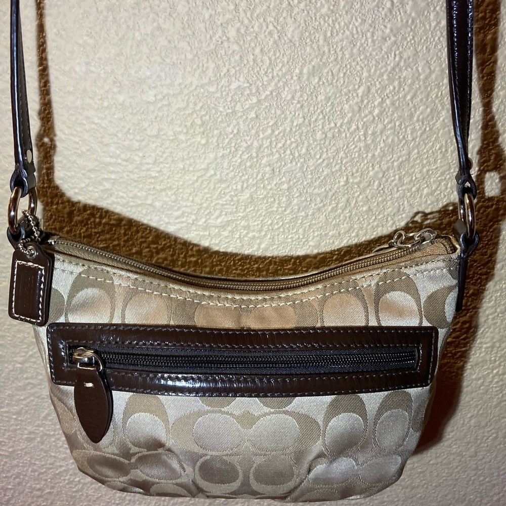 Coach Brown and Cream Crossbody Bag Y2k